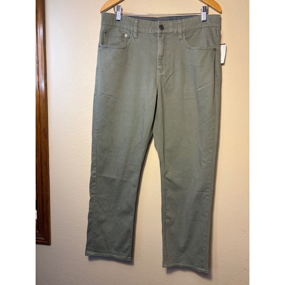 IZOD Jeans Regular Olive Green Stretch Twill Pants 34x28 men's Casual Pockets